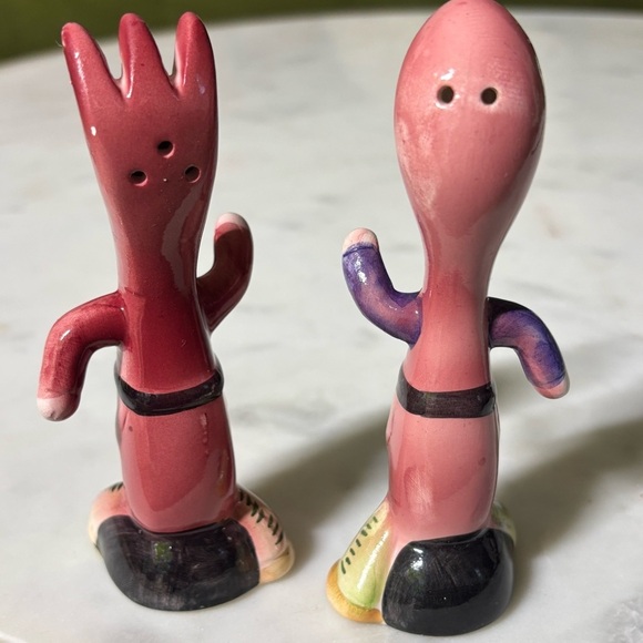 Vintage anthropomorphic ceramic fork and spoon salt and pepper shakers - Picture 5 of 6